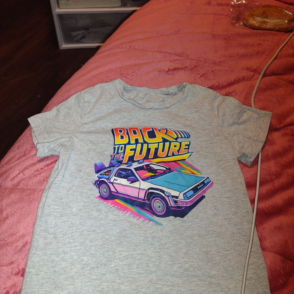 Gray Back to the Future Graphic Tee